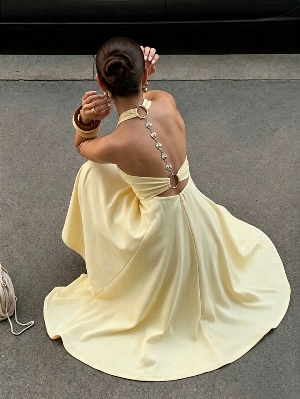 ZARA Elegant Sexy Backless Halter Neck Bodycon Summer Maxi Dress